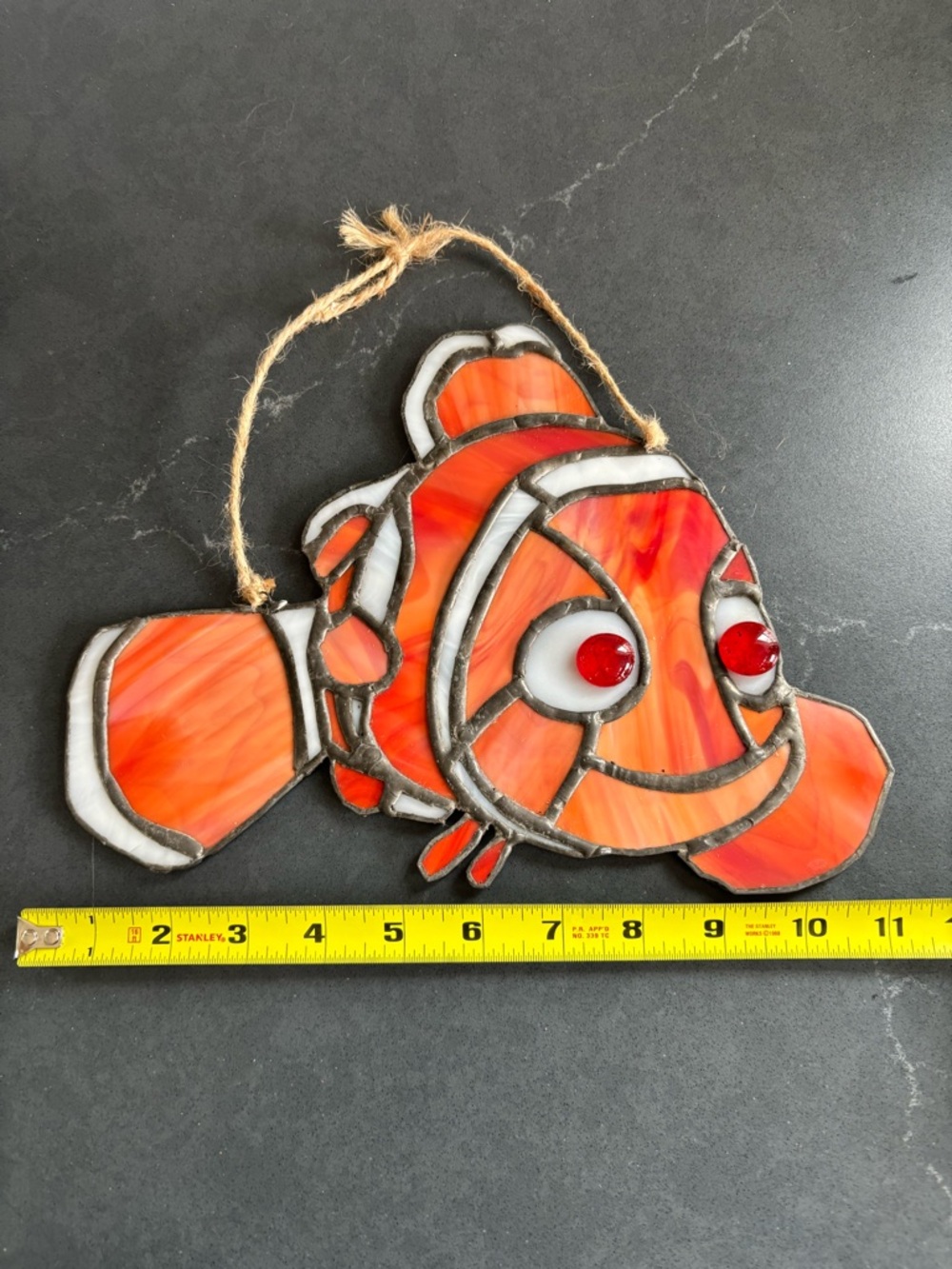 Orange Stained Glass Clownfish Hanging Ornament - Pets Fish Décor